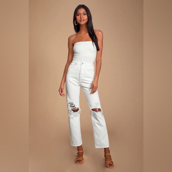 Agolde Denim - Agolde White Distressed Women's Jeans
